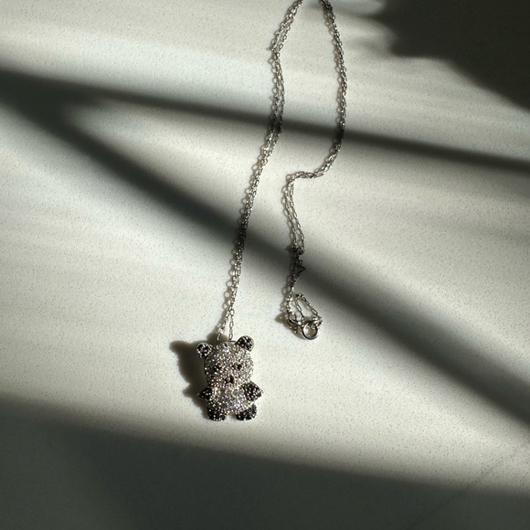 Simulated Diamond 925 Silver Adorable
Panda Bear Necklace 14k White - Picture 3 of 6
